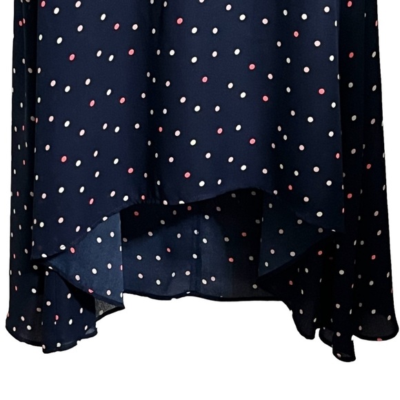RN Studio by Ronni Nicole Navy Polka Dot Chiffon Dress Size 14 - Picture 6 of 12